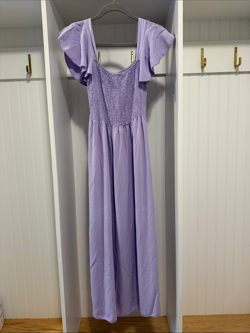 Lavender Maxi Dress with Ruffle Sleeves
